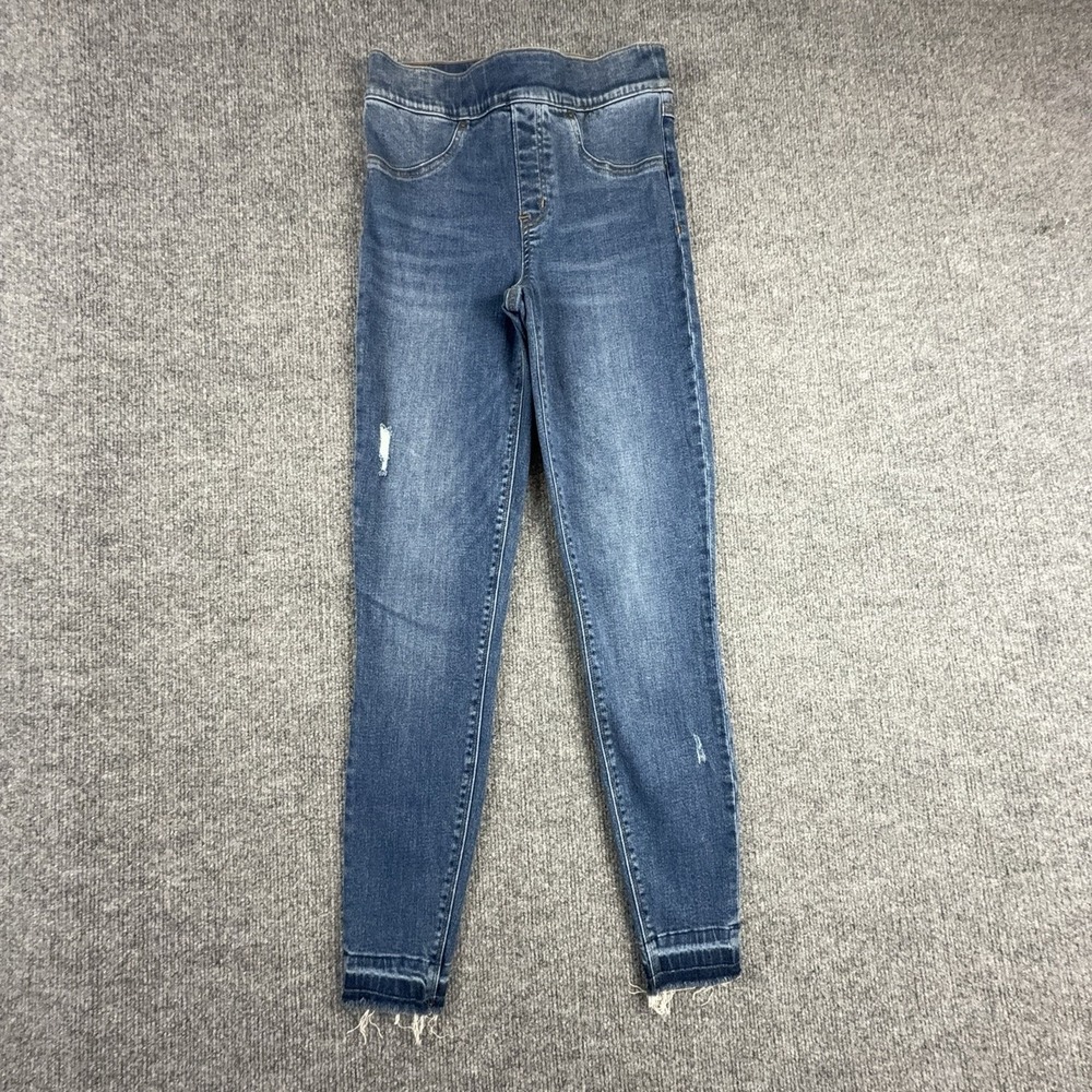 Spanx Jeans Womens Small Medium Wash Blue Mid Rise Jegging Slim Stretch Denim